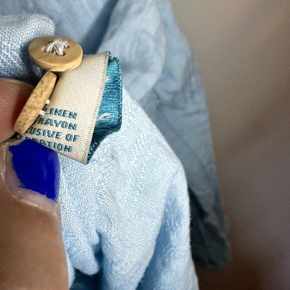 Caribbean Light Blue Long Sleeve Button Up Linen Size XL - Picture 7 of 9